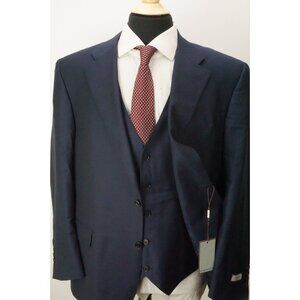Canali 1934 CURRENT Navy Blue Wool 3 Pc Suit Jacket Pants Vest Sz 48S BRAND NEW